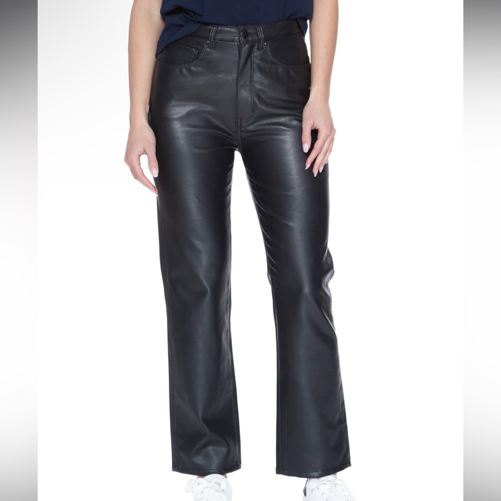 UNREAL LEATHER STRAIGHT LEG PANT IN BLACK